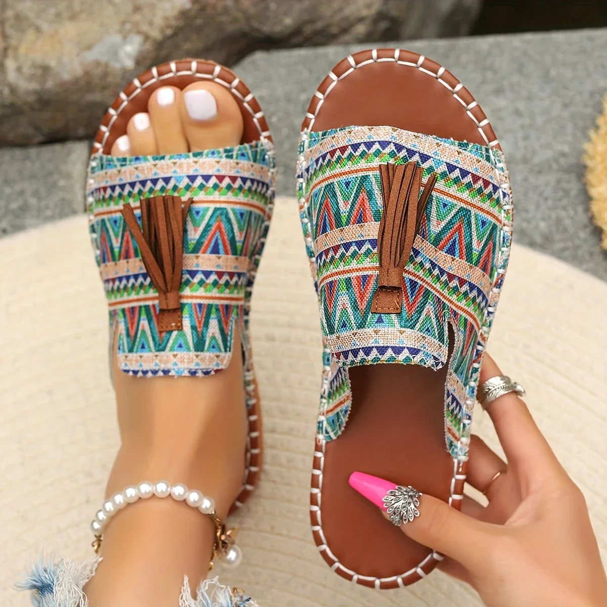 Bohemian Fringed Sandals | Casual and Colorful – Image 2