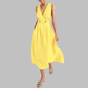 Robe Évasée | Jaune | Légère et Élégante