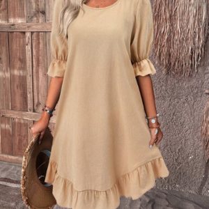 Robe Bohème | Sable Naturel | Volants Légers et Confort