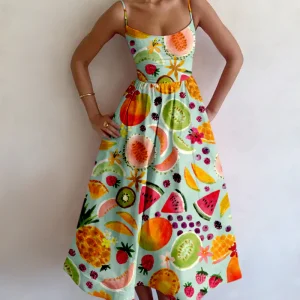 Robe Midi Fruité | Coton | Colorée et Légère