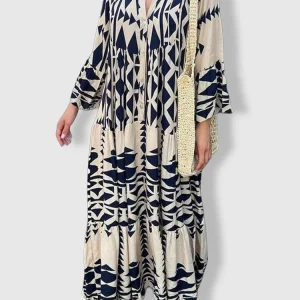 Robe Longue Imprimée Bohème | Fluidité et Charme Graphique