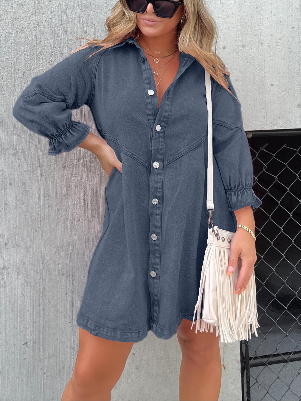Robe-Chemise en Jean Délavé | Style Urbain et Détente Structurée – Image 4