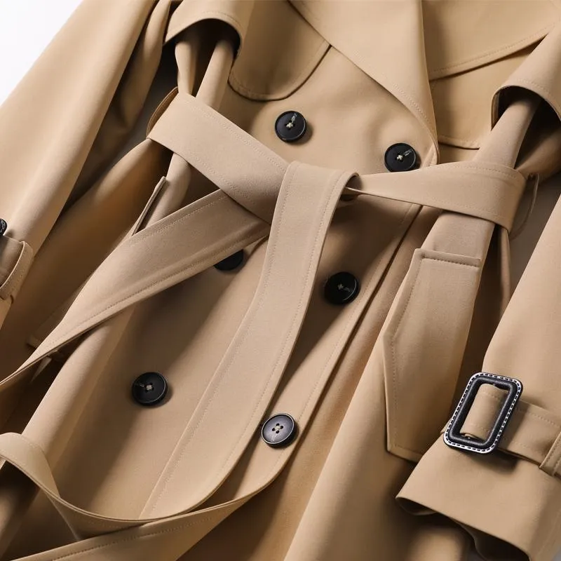 Trench-Coat Long Bleu | Élégant & Structuré | Ceinturé et Doublé – Image 6