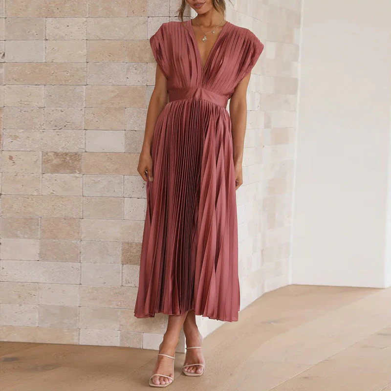 Robe Plissée Élégante | Mi-Longue | Style Sophistiqué – Image 4