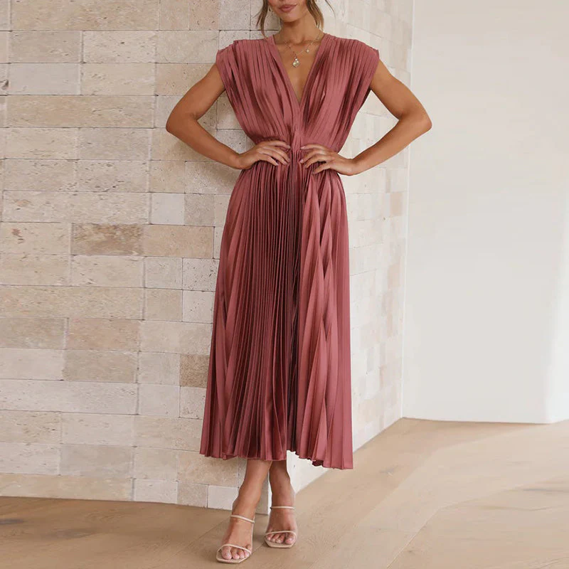 Robe Plissée Élégante | Mi-Longue | Style Sophistiqué – Image 3