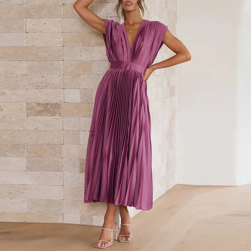 Robe Plissée Élégante | Mi-Longue | Style Sophistiqué – Image 5