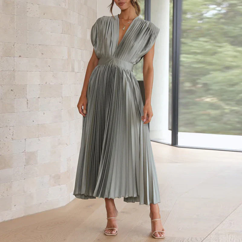 Robe Plissée Élégante | Mi-Longue | Style Sophistiqué – Image 2