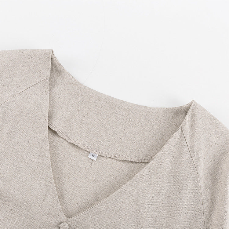 Robe Empire Bohème | Lin | Manches Bouffantes & Détails Dentelle – Image 5