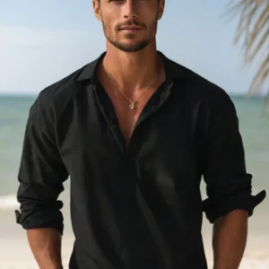 Chemise Col Ouvert | Coton | Élégante & Décontractée