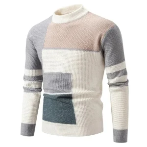 Pull Color Block Texturé | Chaleur & Style | Col Montant
