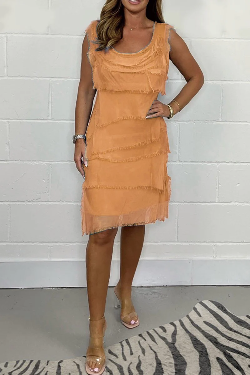 Robe Fluide Citron Vert | Éclat Moderne et Textures Frangées – Image 4