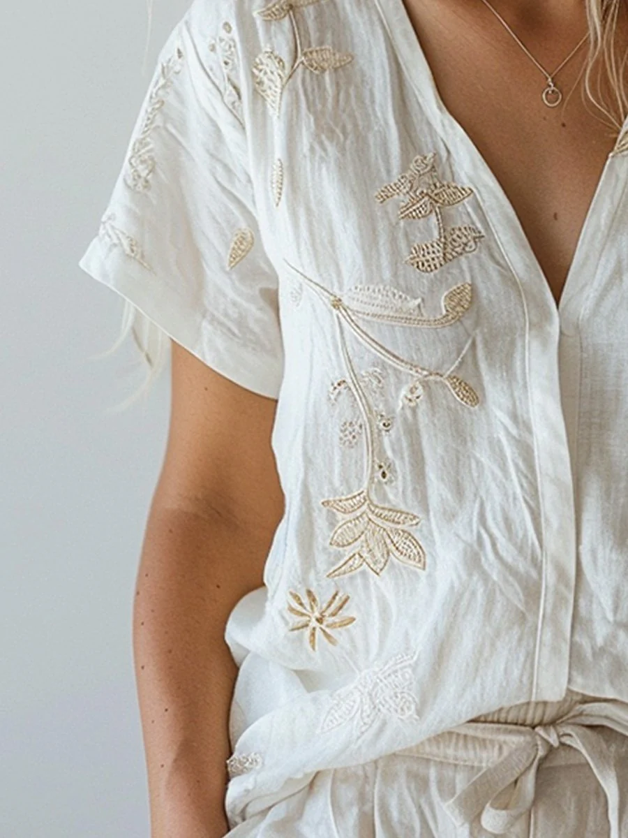 Blouse Brodée Soleil Doux | Légèreté & Charme Naturel – Image 4