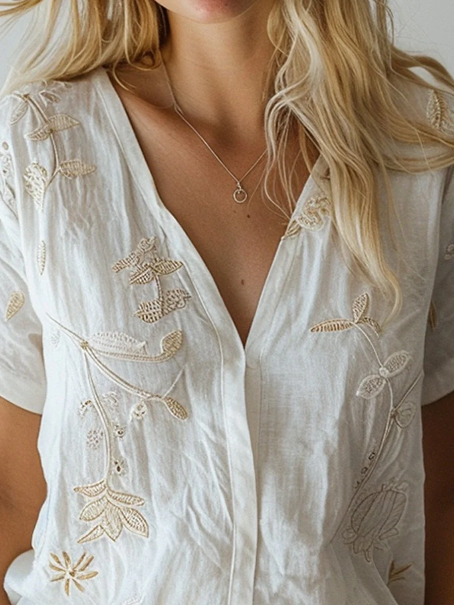 Blouse Brodée Soleil Doux | Légèreté & Charme Naturel – Image 2