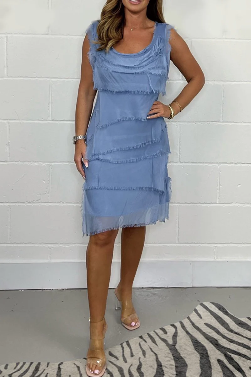 Robe Fluide Citron Vert | Éclat Moderne et Textures Frangées