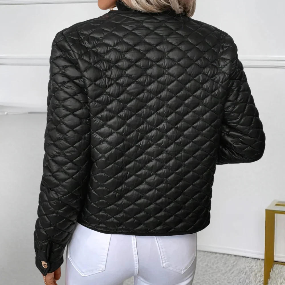 Black Quilted Jacket | Cotton | Chic Lightweight and Tailored – Image 2