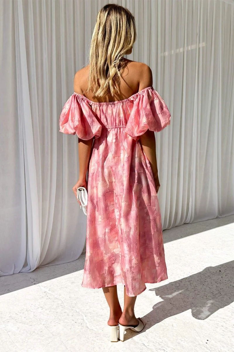 Robe Midi Aquarelle | Rose | Romantique et Fluide – Image 5
