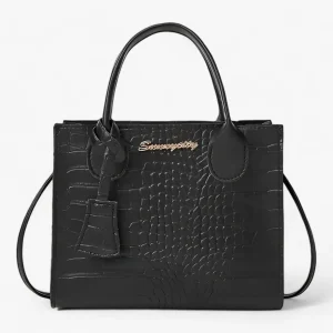 Sac Cabas Effet Croco | Élégance Structurée | Simili Cuir