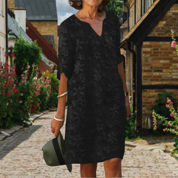 Robe Dentelle Fleurie | Élégante & Légère | Col V Décontracté – Image 2