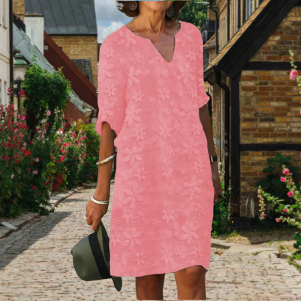 Robe Dentelle Fleurie | Élégante & Légère | Col V Décontracté – Image 3