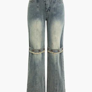 Washed Flared Jeans with Studded Details | Esprit Vintage
