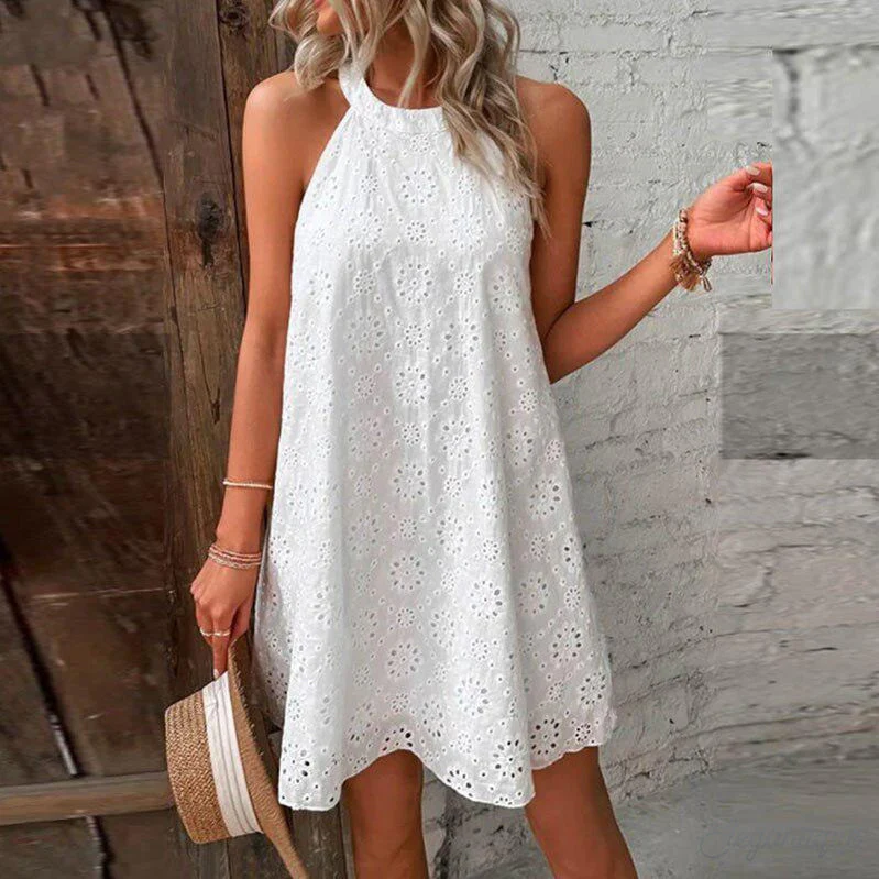 Robe Brodée en Coton | Sans Manches | Tenue Décontractée d'Été – Image 3