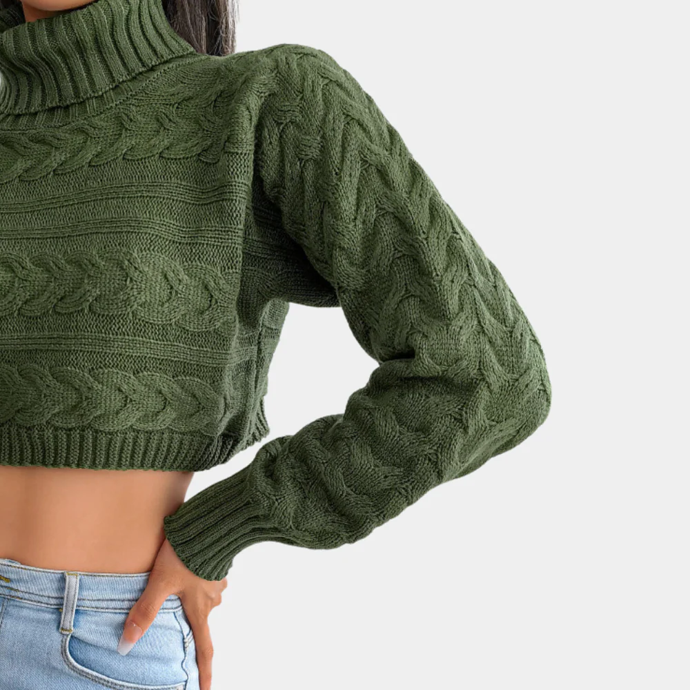 Cotton Short Twisted Sweater | Turtleneck, Warm and Modern – Image 5